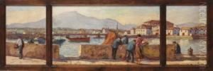 Scene De Port by Louis Floutier