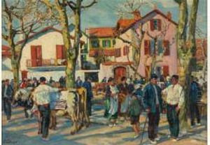 Foire Aux Bestiaux A Saint-jean-de-luz by Louis Floutier