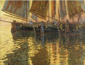 Tramonto, Barche Attraccate