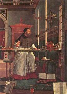 Carpaccio Vision of St Augustin detail1 by Vittore Carpaccio