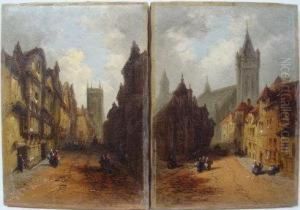 Street Scenes With Cathedrals To Distance by Henry John Foley