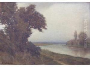 Paysage En Bord De Fleuve by Des Andre Fontaines
