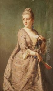 "dama Inabiti Settecenteschi" 
Olio Su Tela Firmato In Basso Adestra. In Cornice. Prov.: Galleria 
Guglielmi