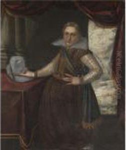 Portrait Of A Gentleman, 
Three-quarter Length, Standing By A Table In An Interior And Wearing A 
Richly Embroidered Costume