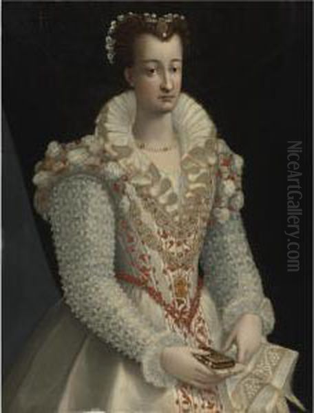 Portrait Of A Lady In An Elaborate White Dress - view 1