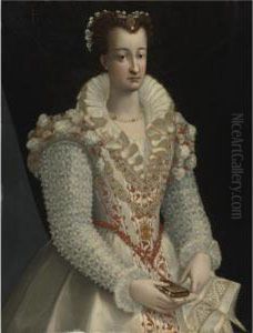 Portrait Of A Lady In An Elaborate White Dress by Lavinia Fontana