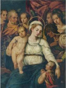 Holy Family With Saint Elizabeth
 And The Infant Saint John The Baptist And Various Angels