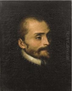 Ritratto Di Gentiluomo In Abito Scuro Con Colletto Bianco