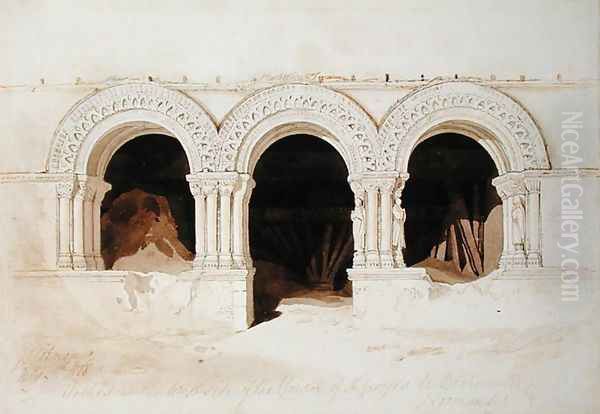Arches in the West Side of the Cloister of St. Georges de Boscherville, near Rouen, Normandy, c.1818 - view 1