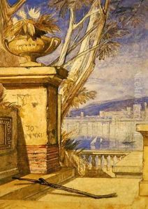 Classical Landscape with an Urn a Design for a Frontispiece by John Sell Cotman