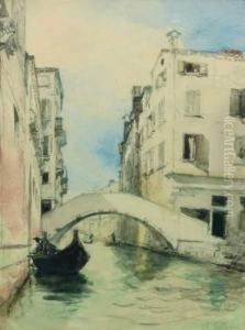 Vue D'un Canal A Venise by Antonio Fontanesi