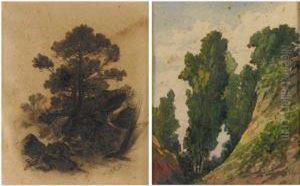 Due Schizzi Di Paesaggio by Antonio Fontanesi