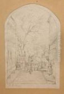 Scene De Rue Animee by Antonio Fontanesi