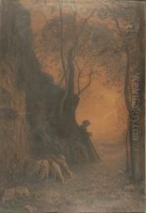 Contadina Con Pecore by Antonio Fontanesi