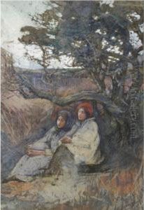 Girls Resting Beneath A Tree by Elizabeth A.Stanhope Forbes