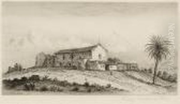 View Of San Diego Mission,
California, Pl. 1, From Etchings Of The Franciscan Missions Of
California - view 1
