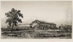 View Of San Antonio De Padua 
Mission, California, Pl. 14, From Etchings Of The Franciscan Missions Of
 California by Henry Chapman Ford