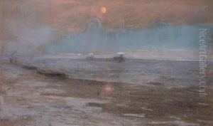 Marine Au Soleil Couchant by Henri Foreau