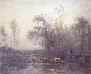Vaches A La Riviere by Henri Foreau