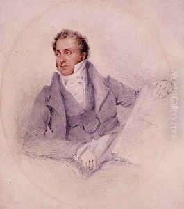 Self Portrait holding the book Normandie by John Sell Cotman