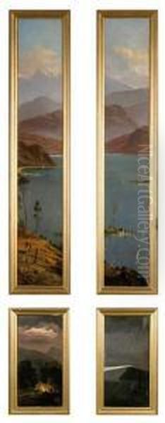 Suit Of 4 Painted Panels Of Panoramic Views Incorporated In A Door - view 1