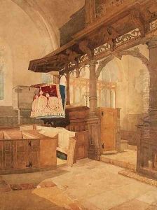 Interior of Trentham Church, Staffordshire, c.1808 by John Sell Cotman