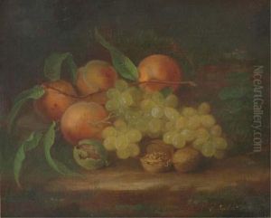 Still Life With Peaches, Grapes And Walnut