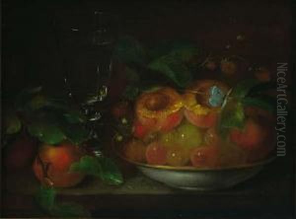 Still Life With Fruit, Glass & Butterfly - view 1
