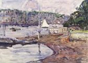 "sail Boats, Gloucester Harbor", Watercolor