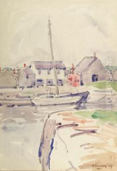 "harbor In Gloucester", Watercolor - view 1
