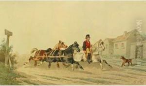 Arrive De L Attelage Sur La Route De Pantin by Theodore Fort