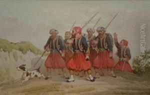 Turkish Infantry Marching by Theodore Fort