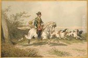 Veneur A Cheval Et Meute