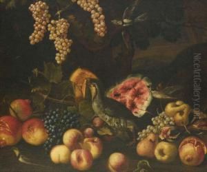 Natura Morta Con Pesche, Pere, Cocomero, Uva E Pernice