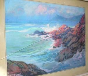 Vagues Et Rochers Rouges