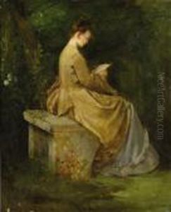 Lady Reading On A Bench