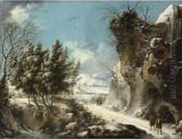 Paysage D'hiver [ ; Winter 
Landscape ; Inscribed On Reverse Peint Par Le Chevade Francois Foschi / A
 Rome L'an 1779 ; Oil On Canvas] - view 1