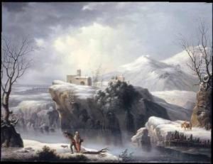 Paesaggio Invernale Con Viandanti