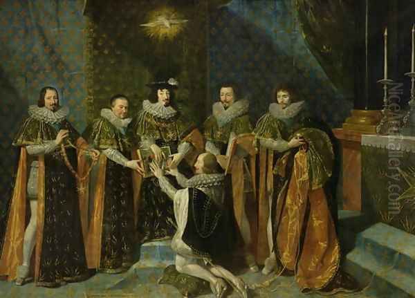 Louis XIII (1601-43) Receiving Henri d'Orleans (1595-1663) Duc de Longueville, into the Order of the Saint Esprit, 1633 - view 1