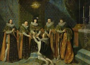Louis XIII (1601-43) Receiving Henri d'Orleans (1595-1663) Duc de Longueville, into the Order of the Saint Esprit, 1633