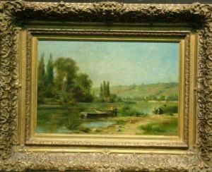 Washerwomen On The Banks Of A River by Emile Louis Foubert