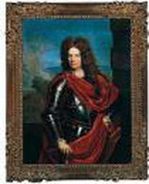 Portrait Of A Man In Armour,
Threee-quarter Length, Wearing The Badge Of The Royal And Military Order
Of Saint Louis Of France - view 1