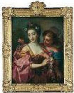 Portrait Of A Lady As Flora, Three-quarter Length, Accompanied By Zephyr Portrait Of A Lady As Flora, Three-quarter Length, Accompanied By Zephyr