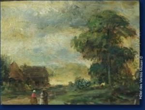 Paysage De Campagne Anime. by Theodore Fourmois