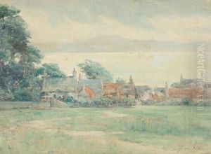 The Dee Estuary With Cottages by Robert Fowler