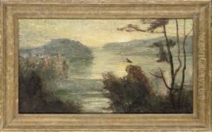 Sailing Boats Off The Coast, Sunset by Robert Fowler