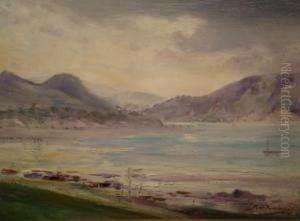 The View Of The Estuary With The Vale Of Ffestiniogg Beyond, Snowdonia, North Wales by Robert Fowler