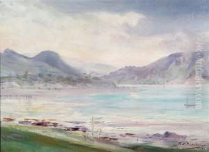 Beach Scene At Low Tide by Robert Fowler