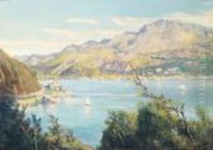 Sailing Boats On A Lake With Mountains Beyond