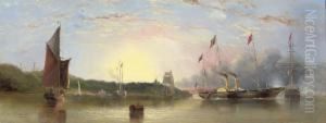 The Flotilla Of Royal Yachts 
Departing From Osborne Bay For Queen Victoria's State Visit To France, 
18th August 1855